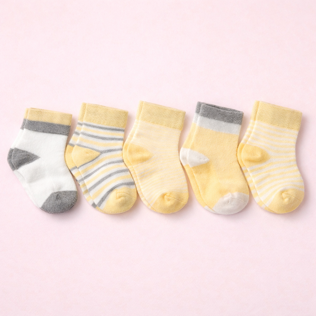 Little Steps Baby Socks— Soft Cotton Striped Gift Box Set for Newborns and Infants