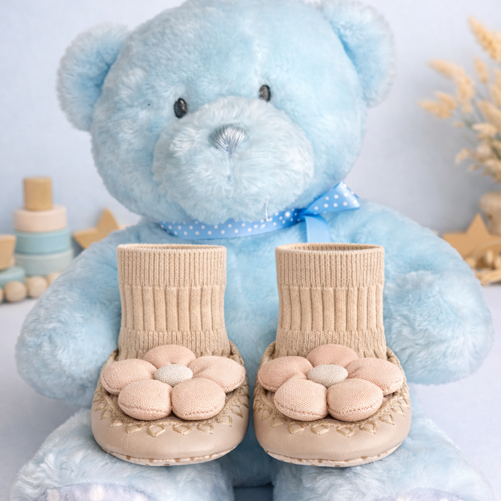 Daisy Steps Baby Sock Shoes for Girls | Soft Anti-Slip Sole | Flower Design Indoor Footwear for Newborns & Toddlers
