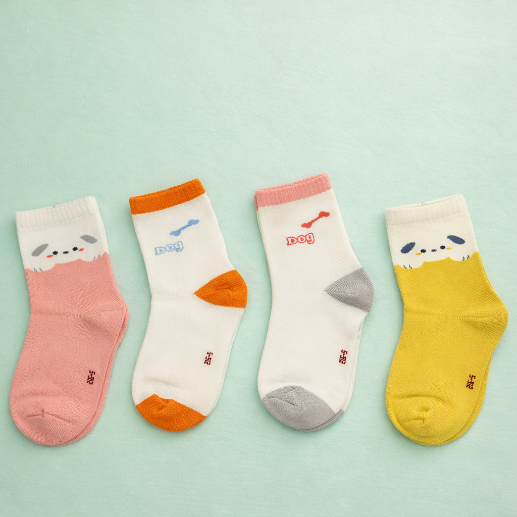 Cute Bear Kids Crew Socks Collection Premium Cotton Socks with Adorable Bear Design