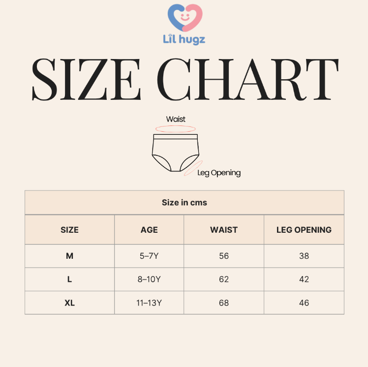 Size Chart - Girls Cotton Underwear – Cherry Blossom