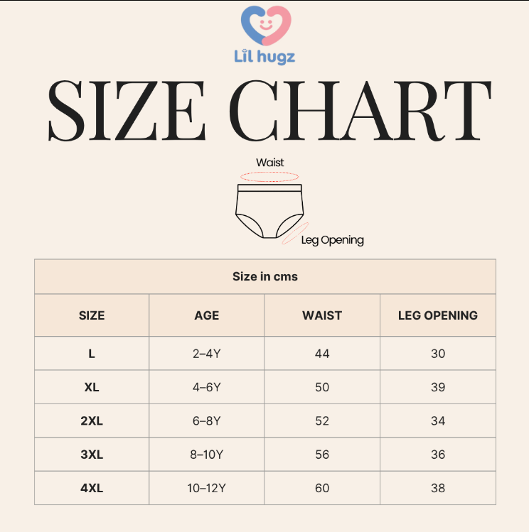 Size Chart - Girls Boxer Shorts – Bunny Buddies